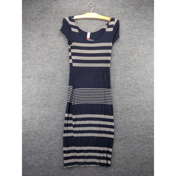 NOBO No Boundaries Short Sleeve Dress Size Small 3-5 Blue Gray Striped - Picture 2 of 11